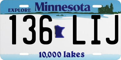 MN license plate 136LIJ