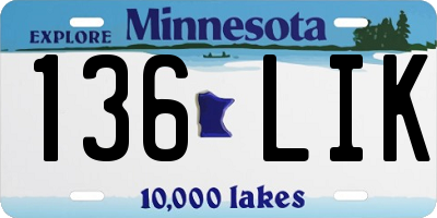 MN license plate 136LIK