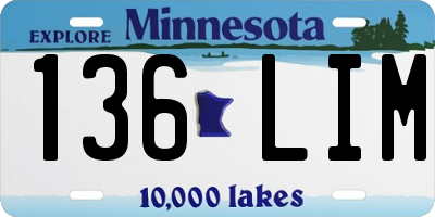 MN license plate 136LIM