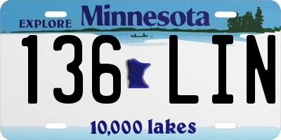MN license plate 136LIN