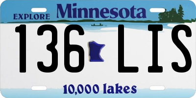 MN license plate 136LIS