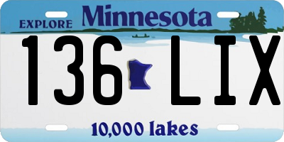 MN license plate 136LIX