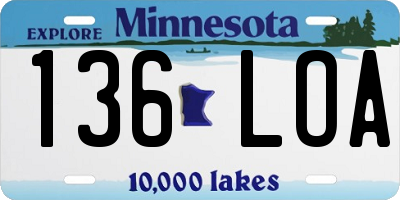 MN license plate 136LOA