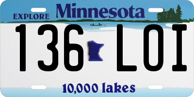 MN license plate 136LOI