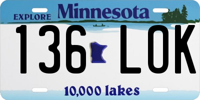 MN license plate 136LOK