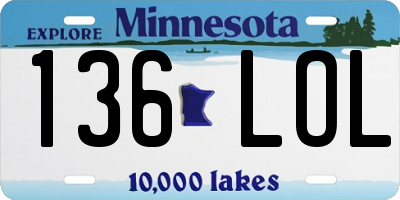 MN license plate 136LOL