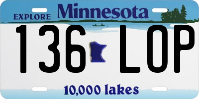 MN license plate 136LOP