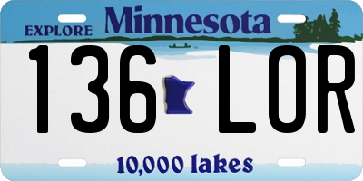MN license plate 136LOR