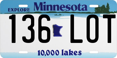 MN license plate 136LOT