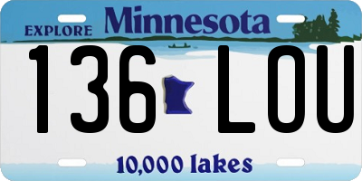 MN license plate 136LOU