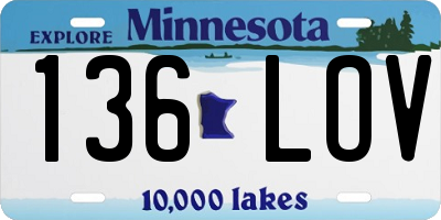 MN license plate 136LOV