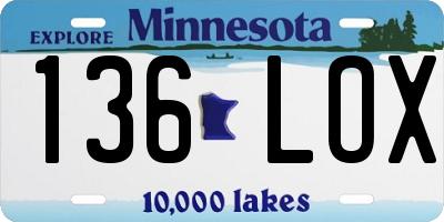 MN license plate 136LOX