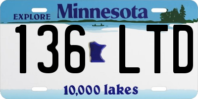 MN license plate 136LTD