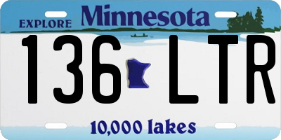 MN license plate 136LTR