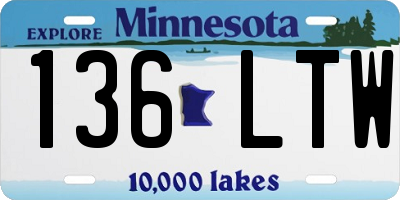 MN license plate 136LTW