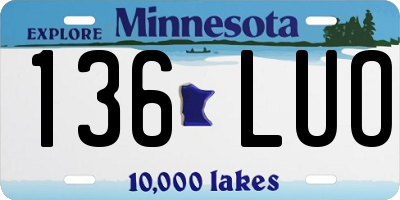 MN license plate 136LUO
