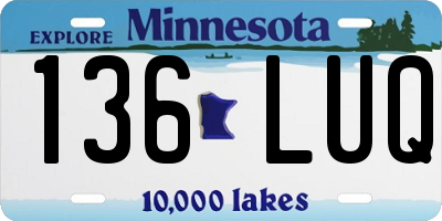 MN license plate 136LUQ