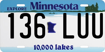 MN license plate 136LUU