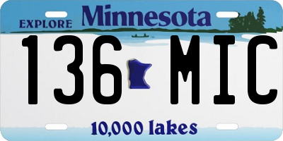 MN license plate 136MIC