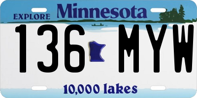 MN license plate 136MYW