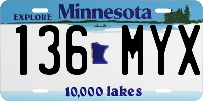 MN license plate 136MYX