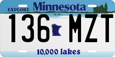 MN license plate 136MZT