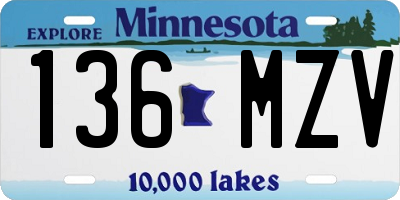 MN license plate 136MZV