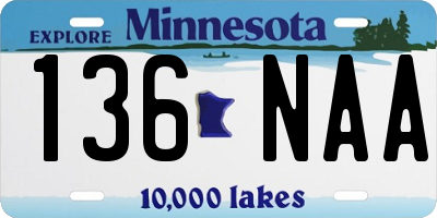 MN license plate 136NAA