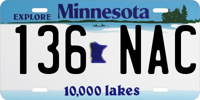 MN license plate 136NAC