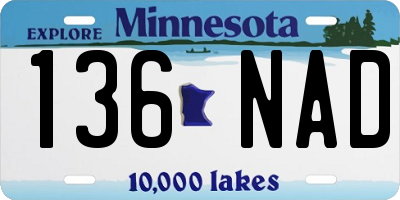 MN license plate 136NAD