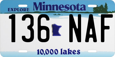 MN license plate 136NAF