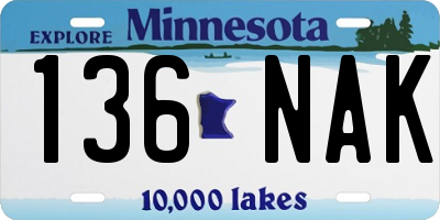 MN license plate 136NAK