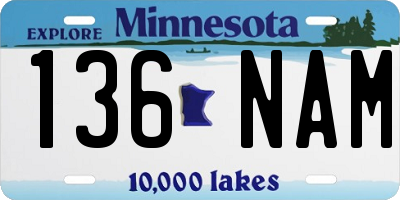MN license plate 136NAM