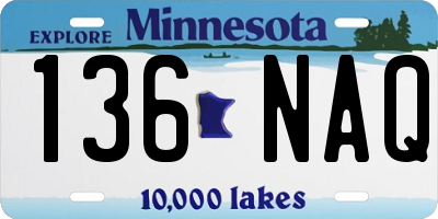 MN license plate 136NAQ