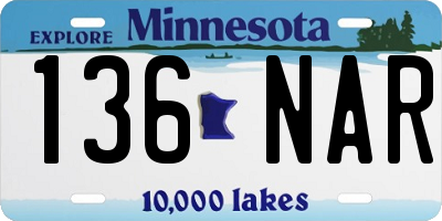 MN license plate 136NAR