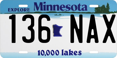 MN license plate 136NAX