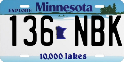 MN license plate 136NBK