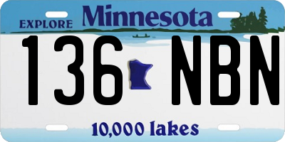 MN license plate 136NBN