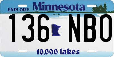 MN license plate 136NBO