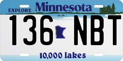 MN license plate 136NBT