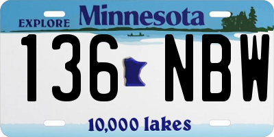 MN license plate 136NBW