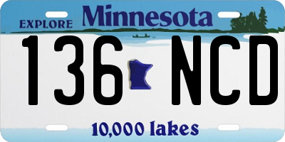MN license plate 136NCD