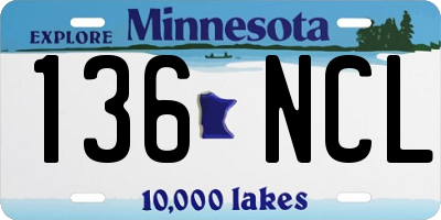 MN license plate 136NCL
