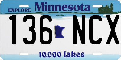 MN license plate 136NCX