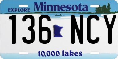 MN license plate 136NCY