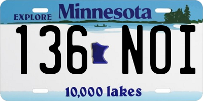 MN license plate 136NOI