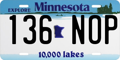MN license plate 136NOP