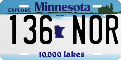 MN license plate 136NOR