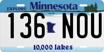 MN license plate 136NOU