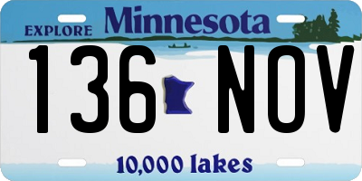 MN license plate 136NOV